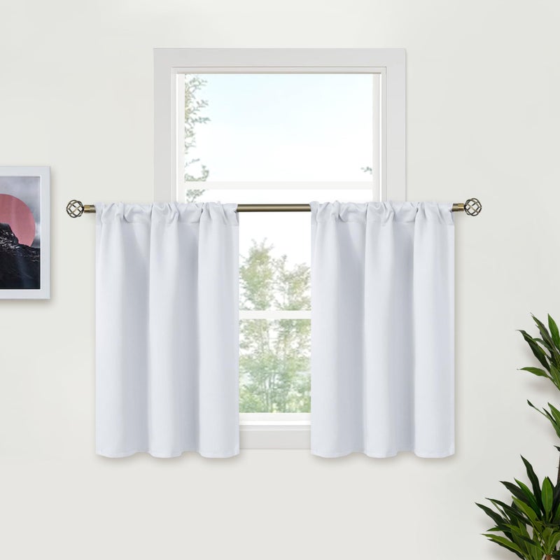 BGment Rod Pocket Room Darkening Curtains 63 Inch Length - Thermal Insulated Blackout Drapes for Bedroom Living Room, 52 x 63 Inch, 2 Panels, Greyish White - Image 1